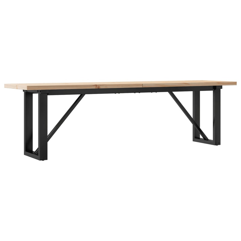vidaXL tömör fenyőfa és acél O-vázú dohányzóasztal 160x40x45,5 cm