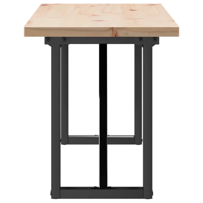 vidaXL tömör fenyőfa és acél O-vázú dohányzóasztal 160x40x45,5 cm