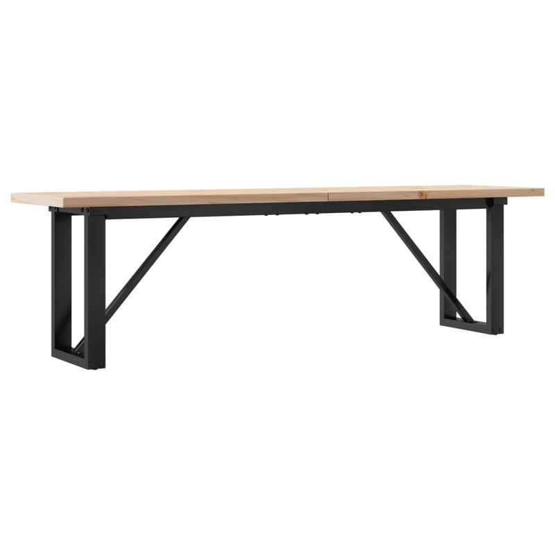 vidaXL tömör fenyőfa és acél O-vázú dohányzóasztal 160x40x45,5 cm