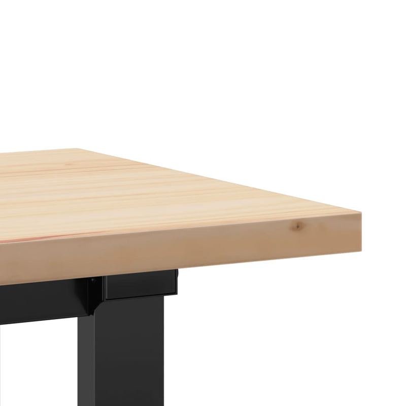vidaXL tömör fenyőfa és acél O-vázú dohányzóasztal 160x40x45,5 cm