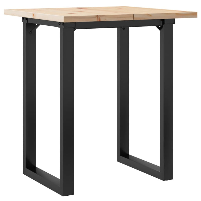 vidaXL tömör fenyőfa és acél étkezőasztal O-vázzal 60x60x75,5 cm