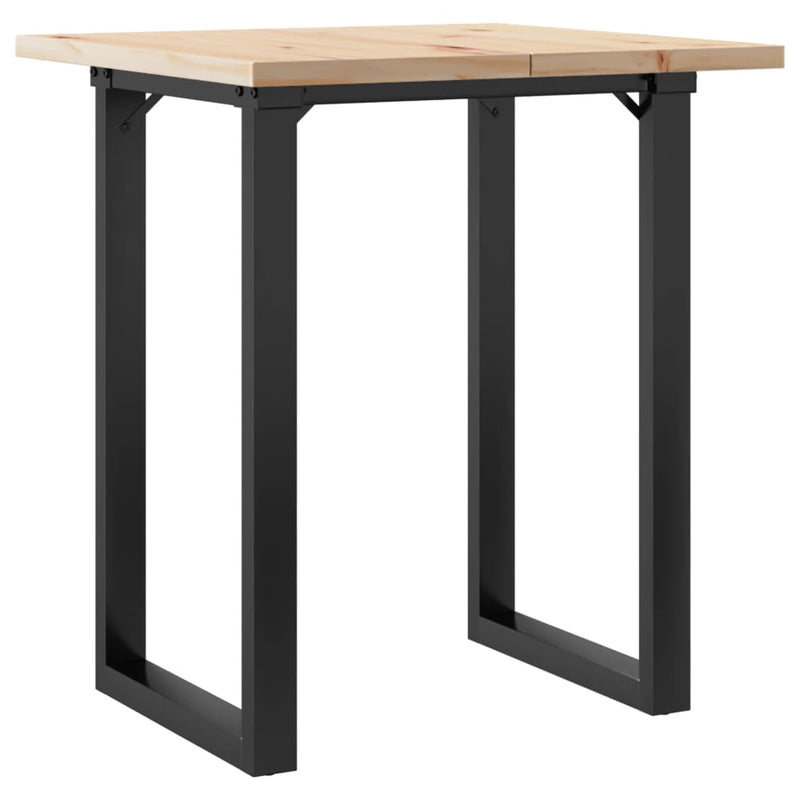 vidaXL tömör fenyőfa és acél étkezőasztal O-vázzal 60x60x75,5 cm