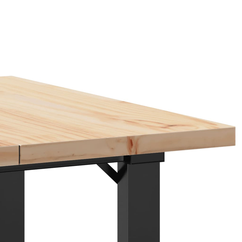 vidaXL tömör fenyőfa és acél étkezőasztal O-vázzal 60x60x75,5 cm
