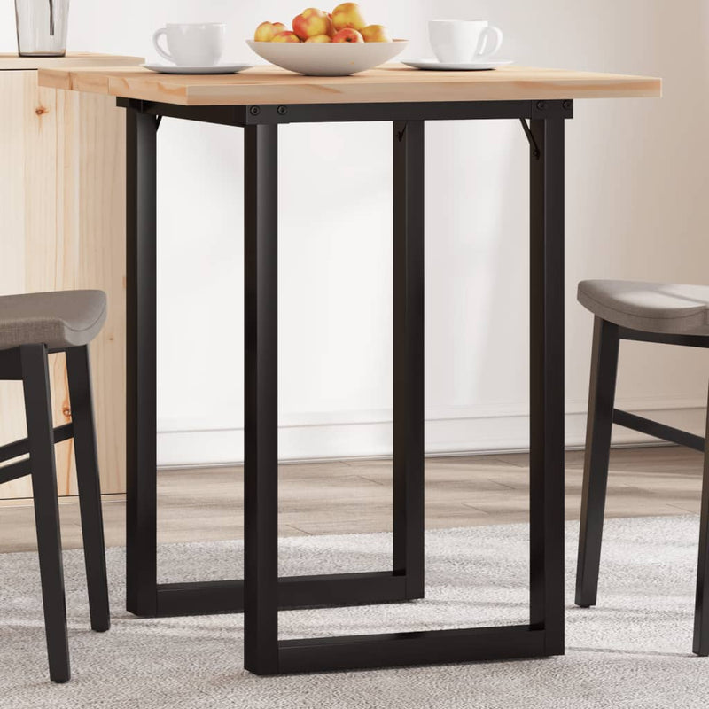vidaXL tömör fenyőfa és acél étkezőasztal O-vázzal 60x60x75,5 cm