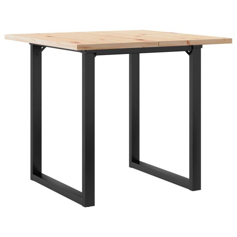 vidaXL tömör fenyőfa és acél étkezőasztal O-vázzal 80x80x75,5 cm