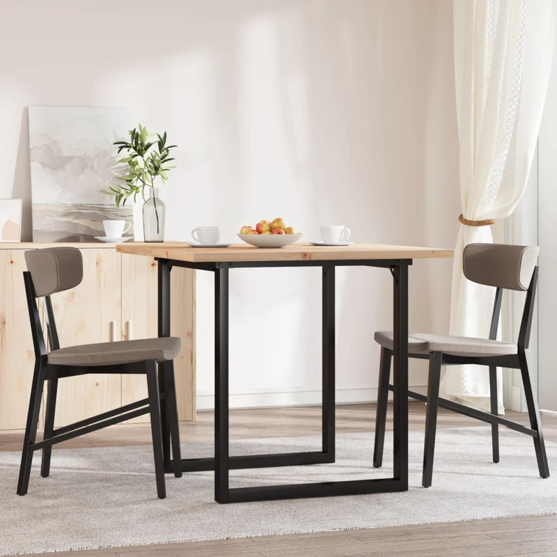 vidaXL tömör fenyőfa és acél étkezőasztal O-vázzal 80x80x75,5 cm