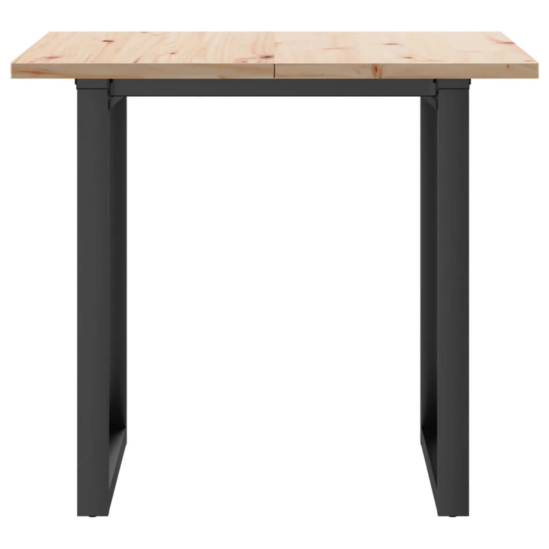vidaXL tömör fenyőfa és acél étkezőasztal O-vázzal 80x80x75,5 cm