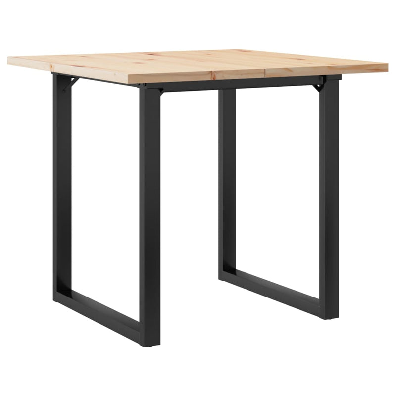vidaXL tömör fenyőfa és acél étkezőasztal O-vázzal 80x80x75,5 cm