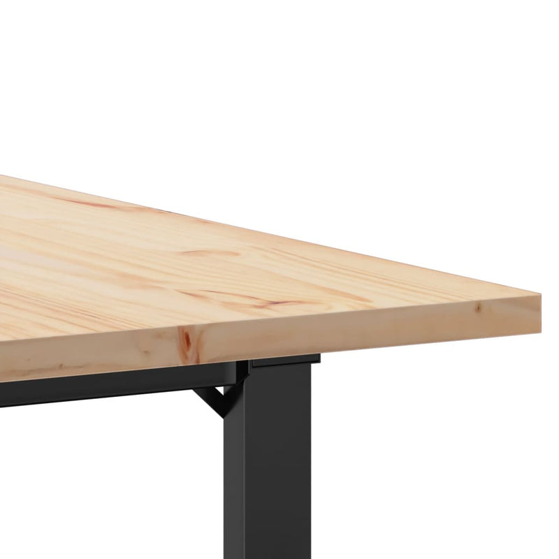 vidaXL tömör fenyőfa és acél étkezőasztal O-vázzal 80x80x75,5 cm