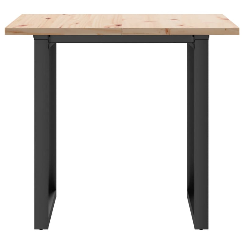 vidaXL tömör fenyőfa és acél étkezőasztal O-vázzal 90x90x75,5 cm