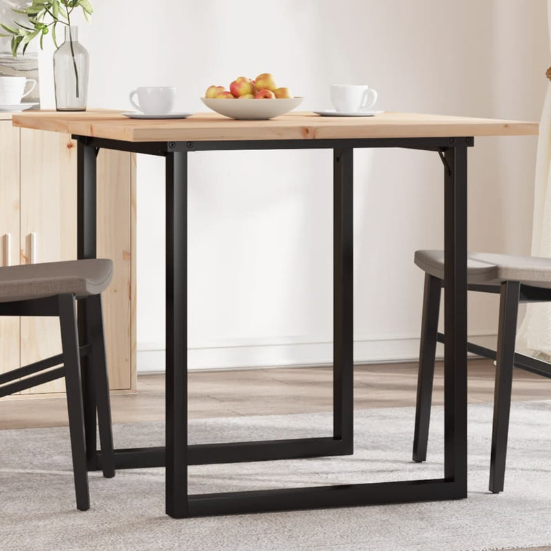 vidaXL tömör fenyőfa és acél étkezőasztal O-vázzal 90x90x75,5 cm