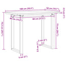 vidaXL tömör fenyőfa és acél étkezőasztal O-vázzal 100x50x75,5 cm