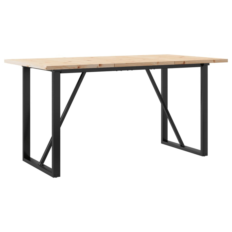 vidaXL tömör fenyőfa és acél étkezőasztal O-vázzal 140x80x75,5 cm