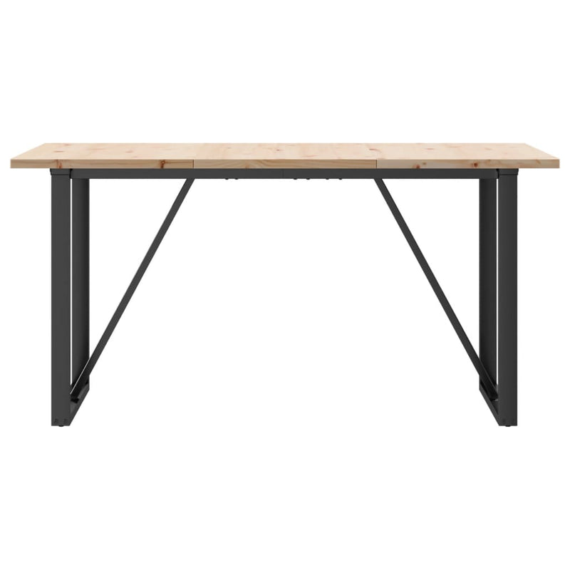vidaXL tömör fenyőfa és acél étkezőasztal O-vázzal 140x80x75,5 cm