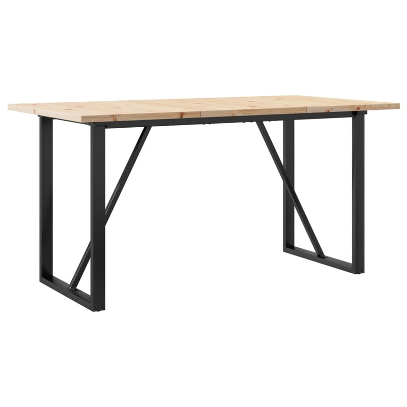 vidaXL tömör fenyőfa és acél étkezőasztal O-vázzal 140x80x75,5 cm