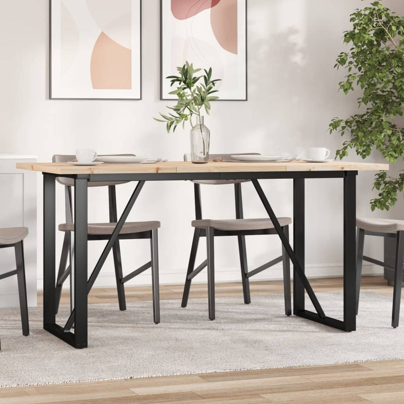 vidaXL tömör fenyőfa és acél étkezőasztal O-vázzal 140x80x75,5 cm