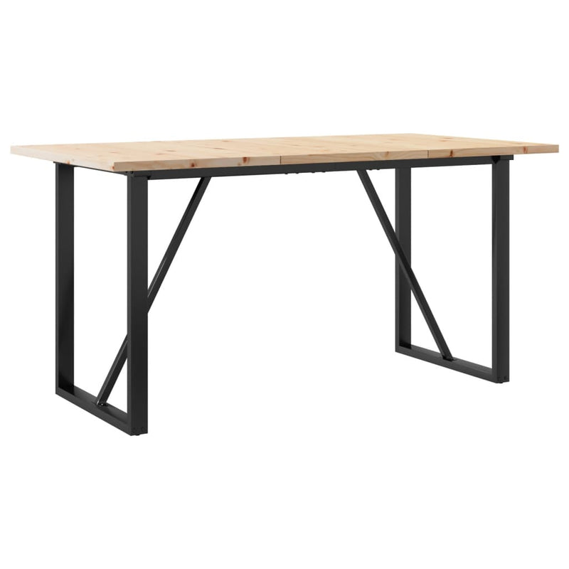 vidaXL tömör fenyőfa és acél étkezőasztal O-vázzal 160x80x75,5 cm