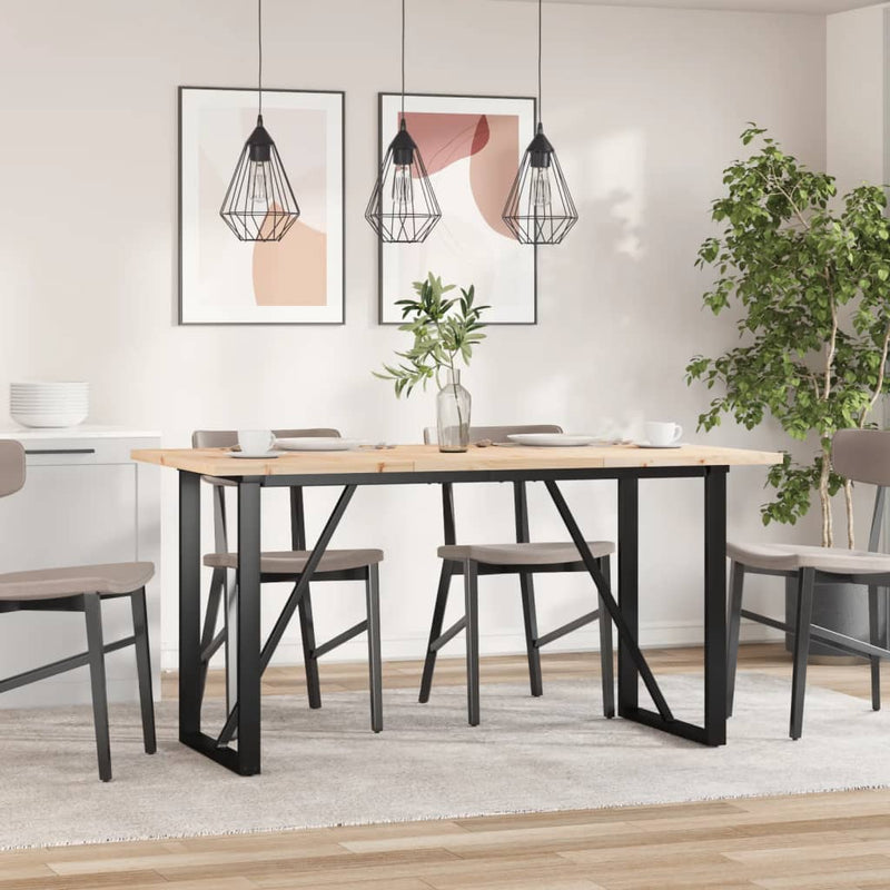vidaXL tömör fenyőfa és acél étkezőasztal O-vázzal 160x80x75,5 cm