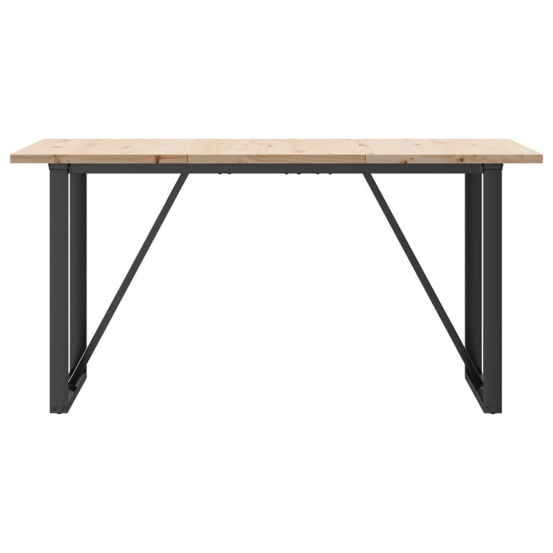 vidaXL tömör fenyőfa és acél étkezőasztal O-vázzal 160x80x75,5 cm