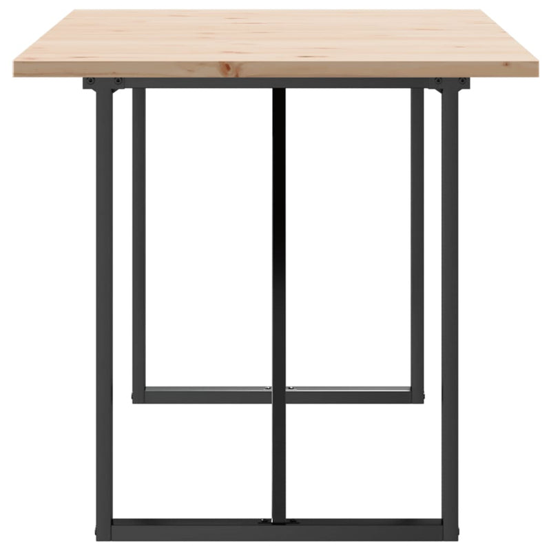 vidaXL tömör fenyőfa és acél étkezőasztal O-vázzal 160x80x75,5 cm