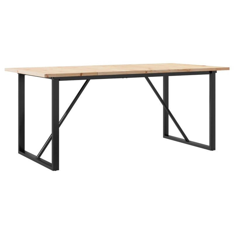 vidaXL tömör fenyőfa és acél étkezőasztal O-vázzal 180x90x75,5 cm