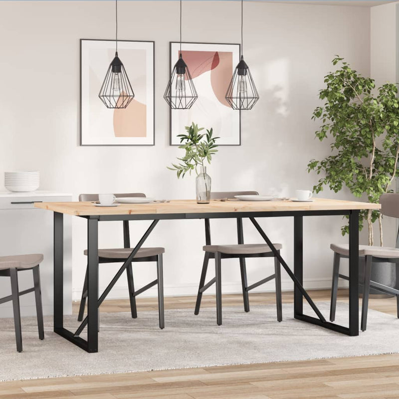vidaXL tömör fenyőfa és acél étkezőasztal O-vázzal 180x90x75,5 cm
