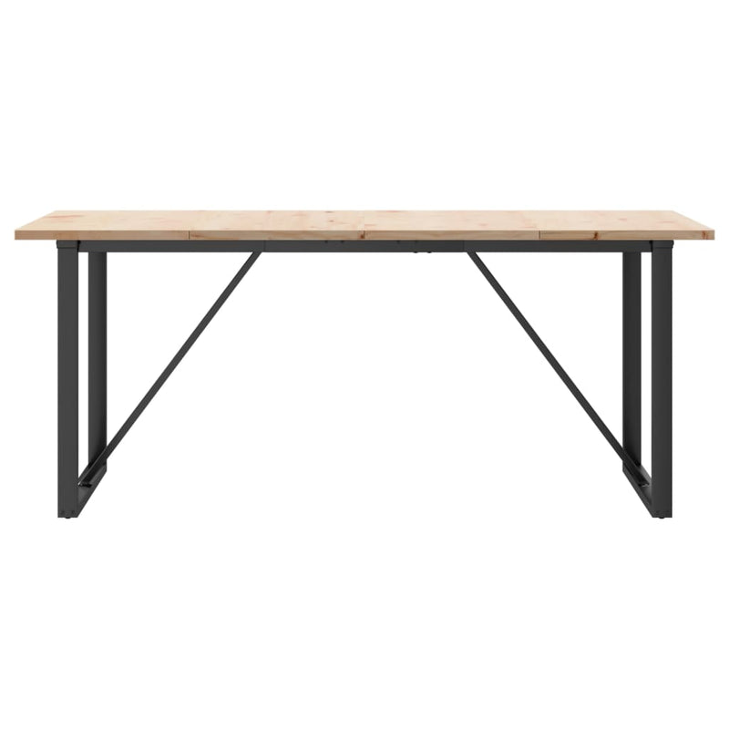 vidaXL tömör fenyőfa és acél étkezőasztal O-vázzal 180x90x75,5 cm