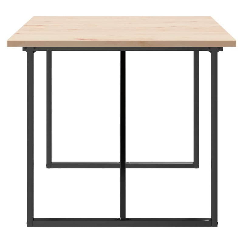 vidaXL tömör fenyőfa és acél étkezőasztal O-vázzal 180x90x75,5 cm