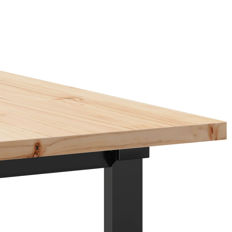 vidaXL tömör fenyőfa és acél étkezőasztal O-vázzal 180x90x75,5 cm