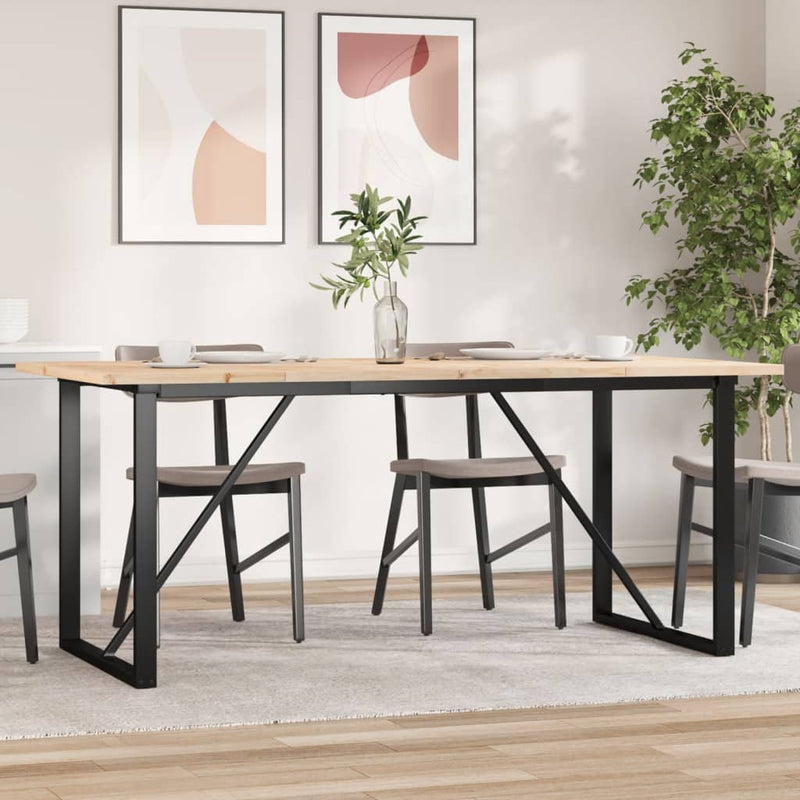 vidaXL tömör fenyőfa és acél étkezőasztal O-vázzal 180x90x75,5 cm