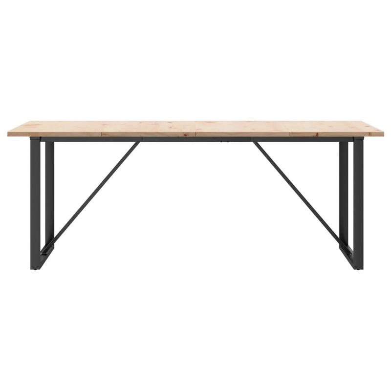 vidaXL tömör fenyőfa és acél O-vázú étkezőasztal 200x100x75,5 cm