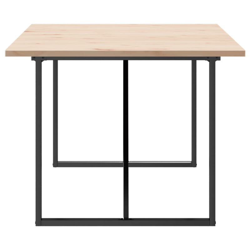 vidaXL tömör fenyőfa és acél O-vázú étkezőasztal 200x100x75,5 cm