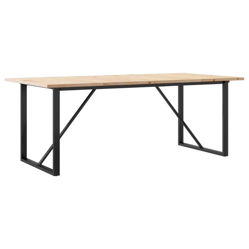 vidaXL tömör fenyőfa és acél O-vázú étkezőasztal 200x100x75,5 cm