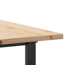 vidaXL tömör fenyőfa és acél O-vázú étkezőasztal 200x100x75,5 cm