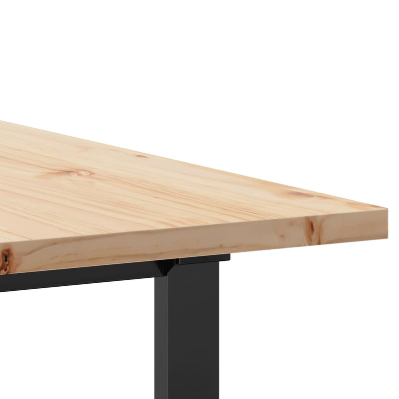 vidaXL tömör fenyőfa és acél O-vázú étkezőasztal 200x100x75,5 cm