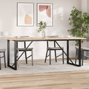 vidaXL tömör fenyőfa és acél O-vázú étkezőasztal 200x100x75,5 cm