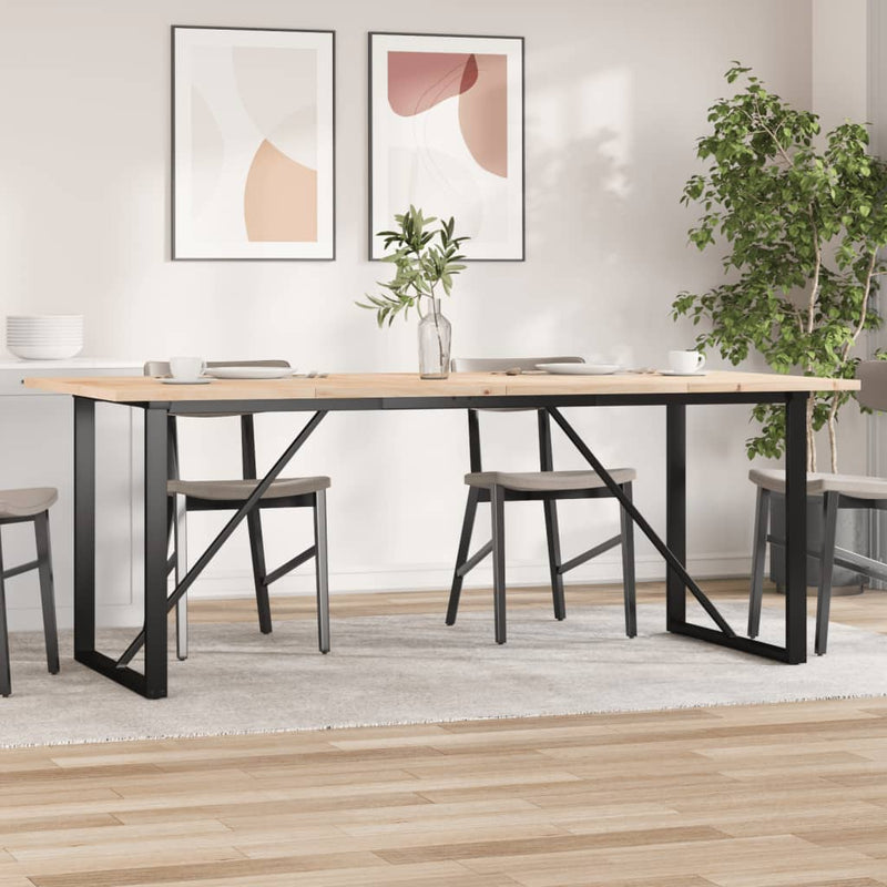 vidaXL tömör fenyőfa és acél O-vázú étkezőasztal 200x100x75,5 cm