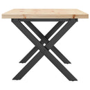 vidaXL tömör fenyőfa és acél X-vázú dohányzóasztal 80x50x40,5 cm