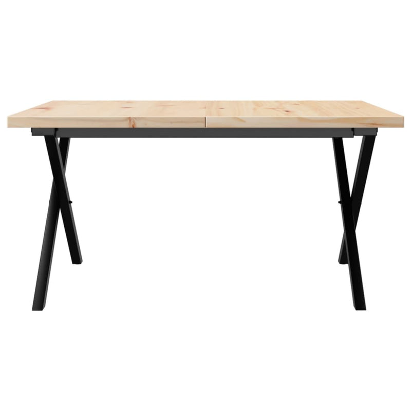 vidaXL tömör fenyőfa és acél X-vázú dohányzóasztal 80x80x45,5 cm