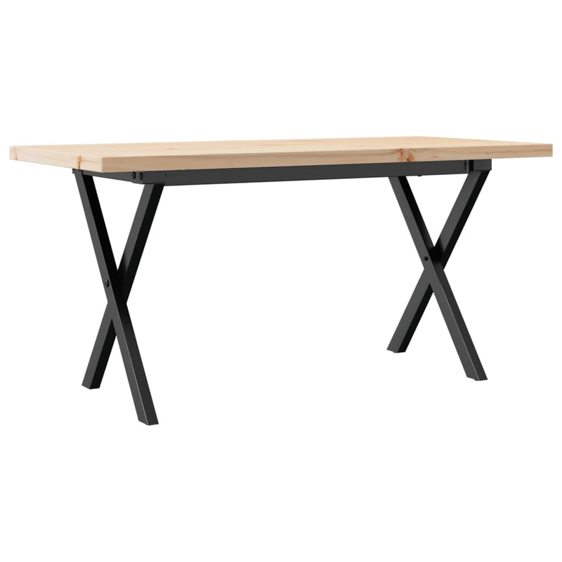 vidaXL tömör fenyőfa és acél X-vázú dohányzóasztal 90x40x45,5 cm