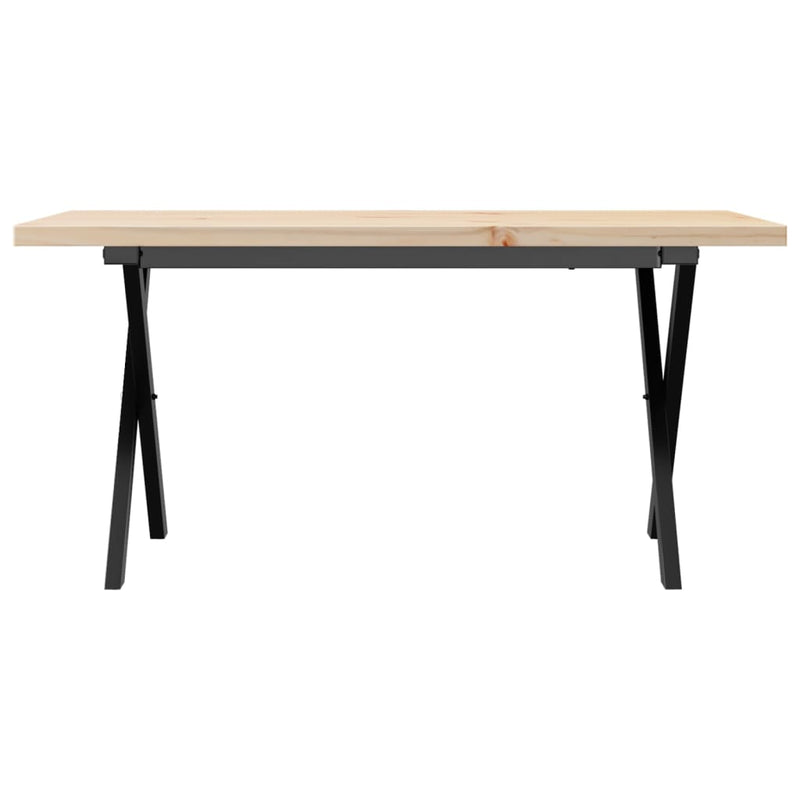 vidaXL tömör fenyőfa és acél X-vázú dohányzóasztal 90x40x45,5 cm