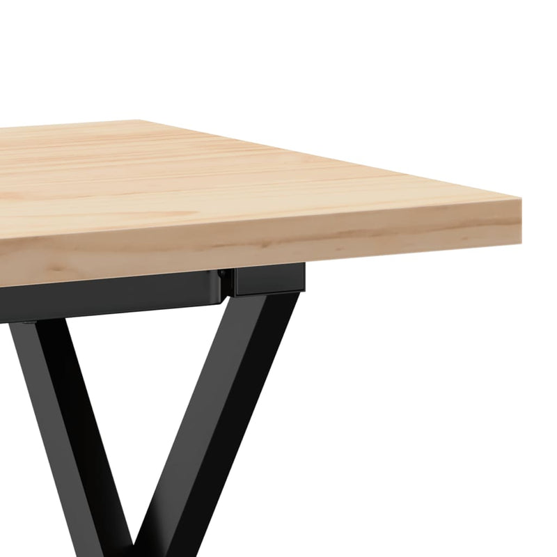 vidaXL tömör fenyőfa és acél X-vázú dohányzóasztal 90x40x45,5 cm