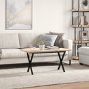 vidaXL tömör fenyőfa és acél X-vázú dohányzóasztal 100x50x45,5 cm