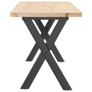 vidaXL tömör fenyőfa és acél X-vázú dohányzóasztal 110x40x45,5 cm