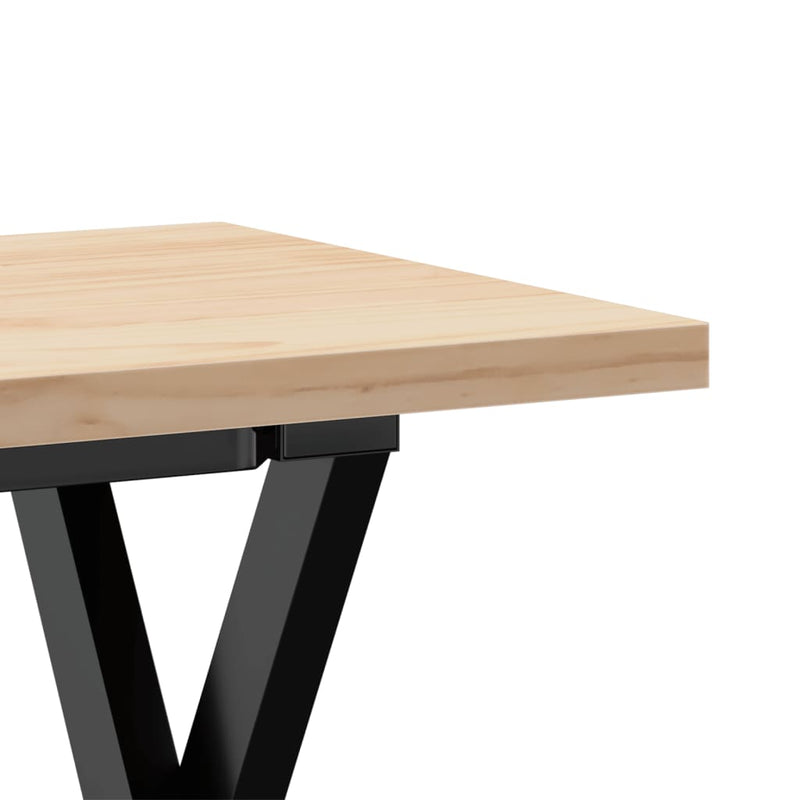 vidaXL tömör fenyőfa és acél X-vázú dohányzóasztal 110x40x45,5 cm