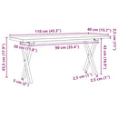 vidaXL tömör fenyőfa és acél X-vázú dohányzóasztal 110x40x45,5 cm