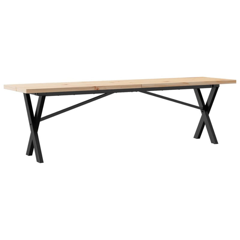 vidaXL tömör fenyőfa és öntöttvas X-vázú dohányzóasztal 160x40x45,5 cm