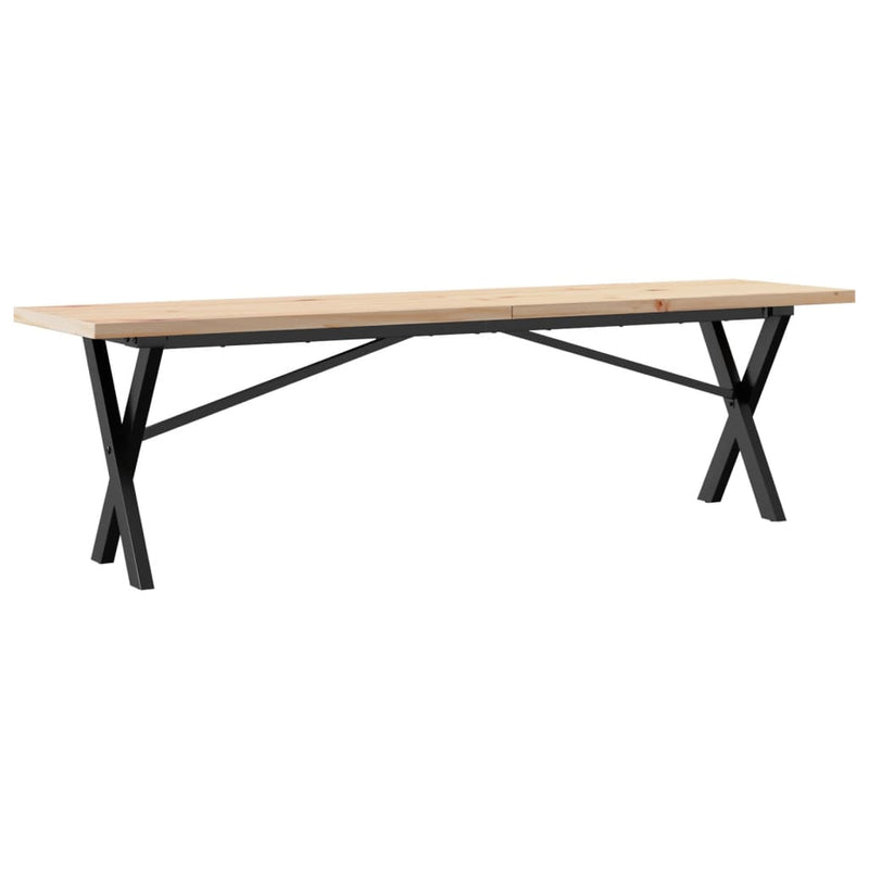 vidaXL tömör fenyőfa és öntöttvas X-vázú dohányzóasztal 160x40x45,5 cm