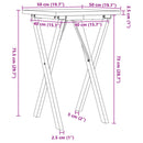 vidaXL tömör fenyőfa és acél étkezőasztal X-vázzal 50x50x75,5 cm