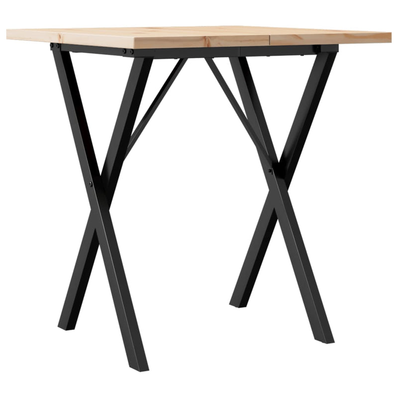 vidaXL tömör fenyőfa és öntöttvas étkezőasztal X-vázzal 70x70x75,5 cm
